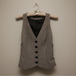Nine West Houndstooth Button Front Vest